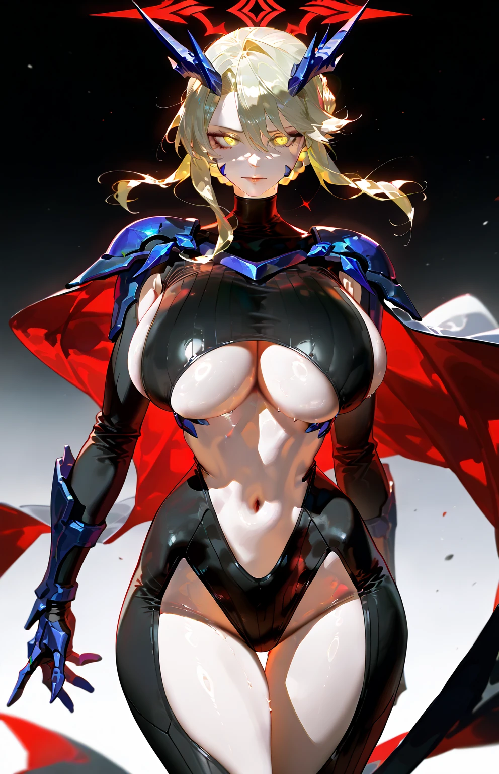 great quality, (1 women), very focused face, himiko toga, diamond face, perfect eyes, (standing), (wearing mage robe), mage robe, magic, (casting), blonde pony tail, strong shadows, full body, detailed face, (casting spell), blue flashes of light, blue sparks, in battle, detailed abs, shinying eyes, (masterpiece), direct light, underlight, strong jaw, (large boobs), massive ass, thick thighs, (long torso), wide waist, skinny torso, fit, perfect face, sexy, (blushing),