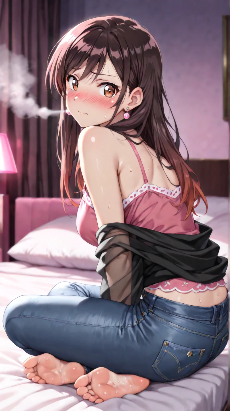 masterpiece, Highest quality, pretty girl, 16 , Scrunchie hair ornament, Twin tails,Large areola,Pointy nipples,Cotton panties,hoodie, Patterned stockings, necklace, skinny , Pink nipples,((showing off lace panties)),(Nipples are visible through the))