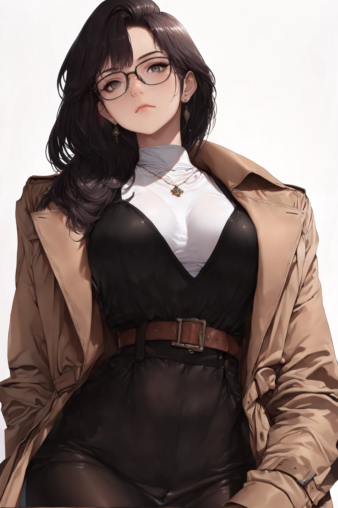 direct camera angle, mature goth babe wearing hipsters skirt, mean facial expression, look at the camera, 1woman, black hair