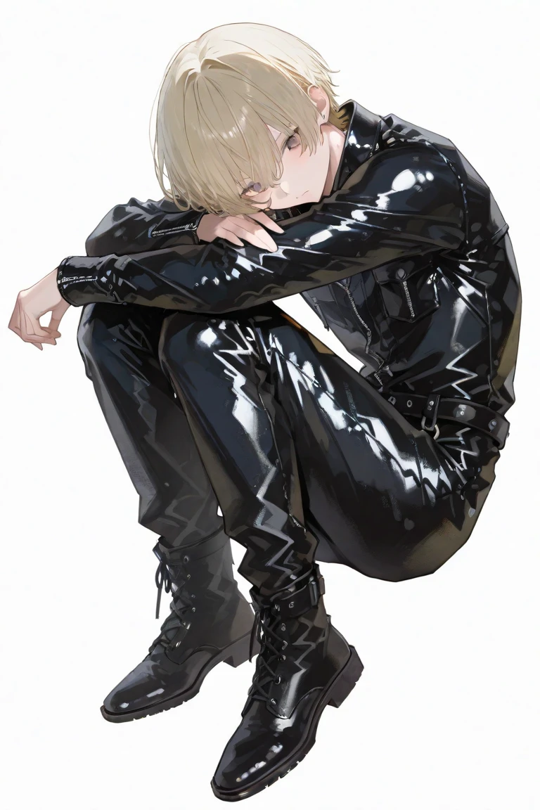 Full body, Ken Kaneki (14 years old, boy), on all fours, shirtless, in shorts, thin, sweaty body, legs and arms handcuffed and restrained, arms behind the back, body tied by ropes and restrained. The boy is blindfolded with a black cloth, and tries to resist, his mouth is restrained by a sexual device (Rubber Penis) stuck in his mouth and throat. Behind Ken, there is an old man who rapes him with anal sex. The boy's face portrays fear, crying and pain. Frontal photo, perspective. In an old, dark basement