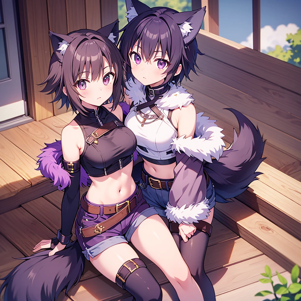 10 females, fox, wolf and raccoon dog, furry, beastman, Animal hair, tail, first round, topless, jeans, long pants, gloves, boots, snow, Dry cloth rubbing, towel