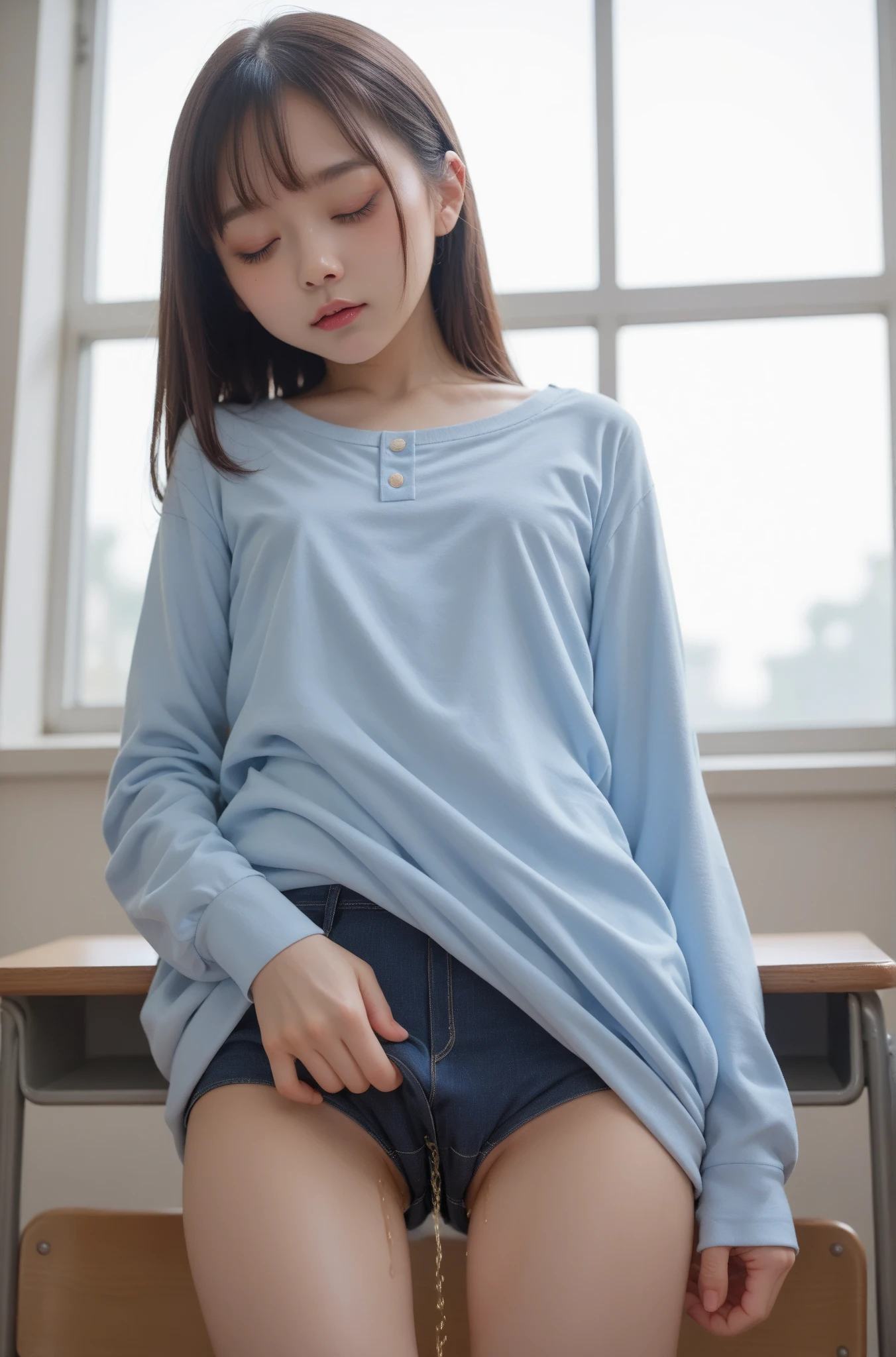 hight resolution、high-level image quality、in 8K、Real live-action、生a picturegraphy、top-quality、masterpiece、超hight resolution、生a picture、ren、Beautiful fece、masutepiece、((Obscene content))、For adults、charm of 、absurderes、((((Japan elementary school students))))、Japan Girl、((8years old))、((with round face))、((Tanuki face))、((Cute little face))、(((((Shy look)))))、de pele branca、((chubby figure))、Juvenile physique、Smaller chest、kne、 thighs thighs thighs thighs、shorten the torso(Anatomically correct)、独奏、fullllbody、Very nice、(((Children's Clothing:1.0) ))、 ((Pubic area))、(Mansuji)、((White panty))、Are sleeping、(Photorealsitic:1.37)、Photon mapping、Realistic、Radio City、Physically Based Rendering、depth of field rally background、a picture、(((a junior idol in Japan)))、Sparkling eyes、shiny lip、too bright natural light、The Bright Sun、Too bright sunlight、(((((8years old)))))、(((Pubic area)))、(Mansuji)、Children's Clothing, Children's Clothing、to stand、Open your legs、Open your crotch、Only one person,Short hairstyles、Short-cut hair、(inside in room),Alone,(((In light blue pajamas)))、(((No emblem))),(Undressing)、Show each other、Open your legs、Open your crotch、Only one person、Only one person,Short hairstyles、Short-cut hair、(A room in a western-style hotel)、(on the beds)、((Pull down your pants)),((No pants))