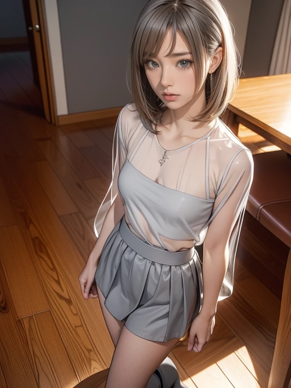 The girl's silver hair is braided, the skirt is gentle, the cheeks are slightly red, the youth and pure desire, the ultimate masterpiece, proud figure