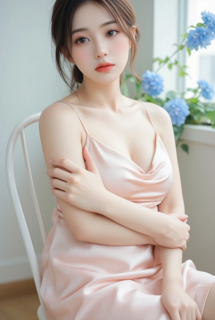 (high details:1.4)、(surrealism:1.4)、(soft lighting:1.05)、32,000、1 woman、realistic lighting、face lighting、ray tracing、(brightened light:1.2)、(improve quality:1.4)、(Realistic textured skin of the highest quality:1.4)、original photo, lifelike, full body woman love, bed, soggy, big bust, stylish hairstyle, pale skin, black eye, pink lips, (Beloved), (:1.1), ~Through, detailed background, detailed face, delicate eyes, good hair, Anatomically correct body, elastic skin, make up, masterpiece