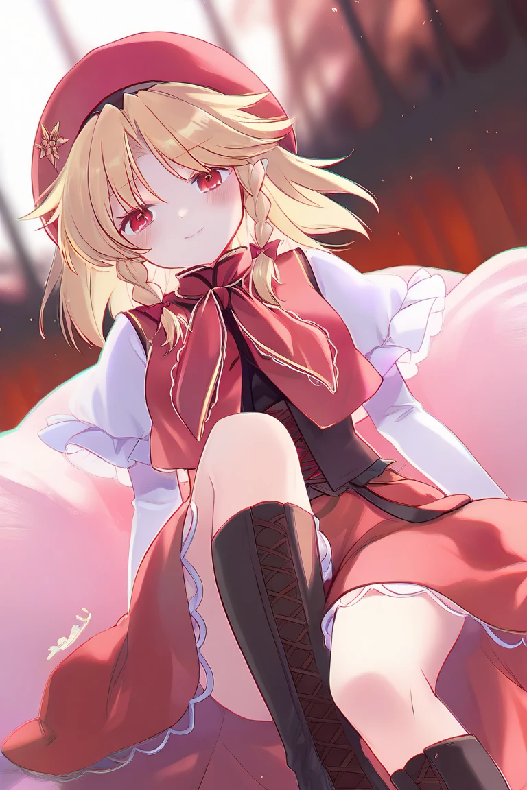 Anime girl sitting on bed,Stars and ropes in the background, small curvaceous , Splash art anime Loliime moe art style, Cute anime girl, anime visual of a cute girl, small loli giroli in dresp of young anime girl, (Anime girl), Cute anime, Anime girl, anime best girl, hanayamata
