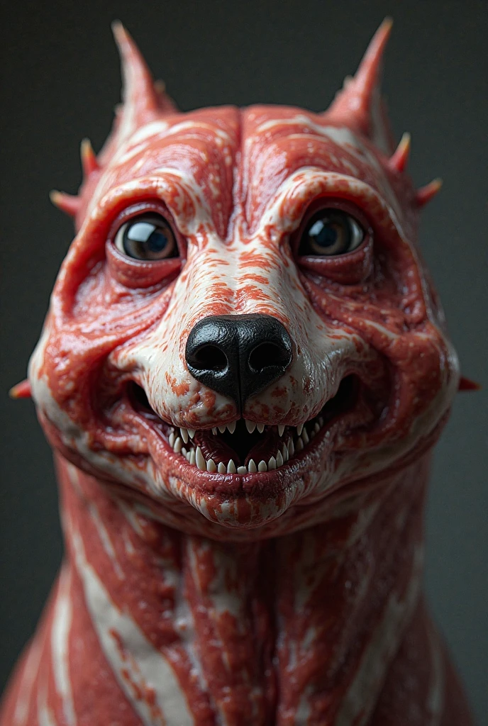 fx-monsters-flux-meatsack. An old dog monster creature full of falling skin revealing the raw flesh of the face. Blood streaming from the eyes, it's a horrific sight. The lighting is creepy, dark and realistic enough to warrant a second look. The quality is exceptional, the gore unmatched.
