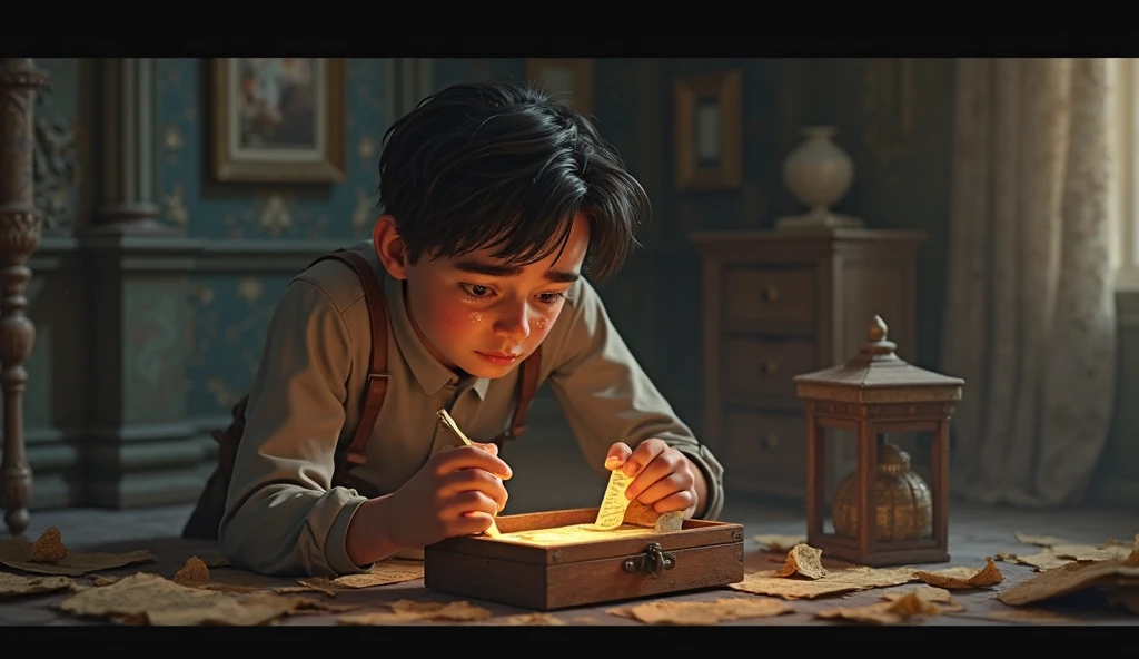 Create a scene where Little John discovers an old map hidden in a dusty attic.