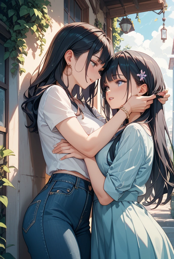 detailed, masterpiece, grainy, natural lighting, dynamic lighting, 2 girls
BREAK girl hugging smiling
BREAK girl hugging smiling