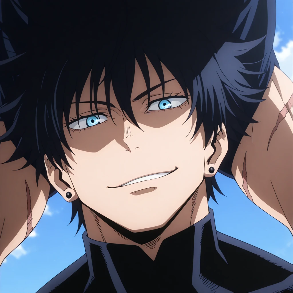 Anime man with black hair and blue eyes holding a cigarette, Akira Amano Manga Art Style, Akira Amano Manga Style, tall anime man with blue eyes,Akira Amano's cartoon style