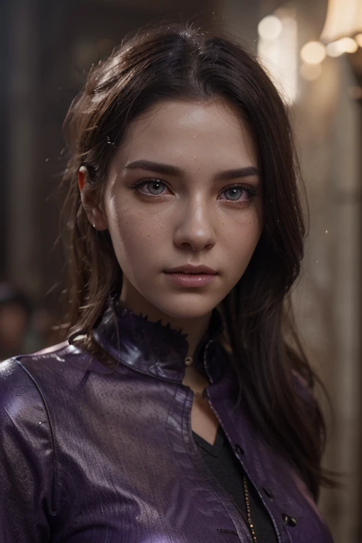 Work of art, cinematic, ultra realistic, 8k, 16k, super detailed, perfect lighting, realistic violet particles, badass