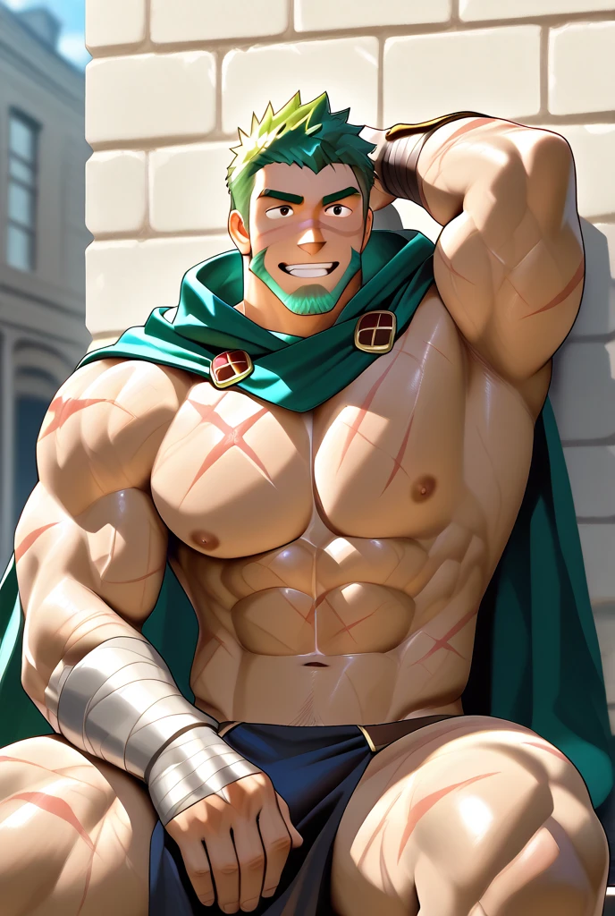 Huge muscles,Huge erect penis,Claude,Intense ,armor,Red Bandana,Green Globe