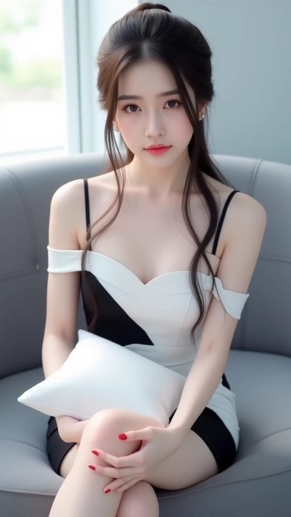 ((Top Quality,8k,a masterpiece:1.3)),beauty woman,Hide your face,2 girls,meili:1.3,Slender Abs:1.1,white silk stocking,,Long black hair,(sitting on the bed),Super detailed face,highly detailed lips,Detailed eyes,Double eyelidd