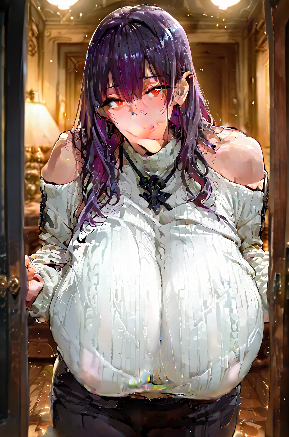 ((masterpiece)), ((Highest quality)), (((A slim person))), (Very detailed),(Upper body solo shot),((cute)), ((Very detailedな顔)), 4K, (8k), Highest quality, (beautiful), ((Huge breasts:1.4)), ((Put your chest close:1.3)),((Light purple hair in long twin tails)), (((Lace Lingerie,See-through))), ((Lace Stockings)),(((Luxury Bed:1.3))),((Perfect body)),blush、Captivating body,Embarrassing、Embarrassed、Open your mouth