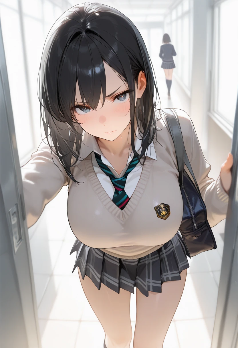 Brown hair、watching at viewers black suspenders bulging big tits walls: Black miniskirt garters Gaze a small face bangss holster Beautuful Women Hands up レッグholster ベッドに横たわる Gaze black boots panty shot Provocation flank flank汗 Soio Arms are tilted Painful face