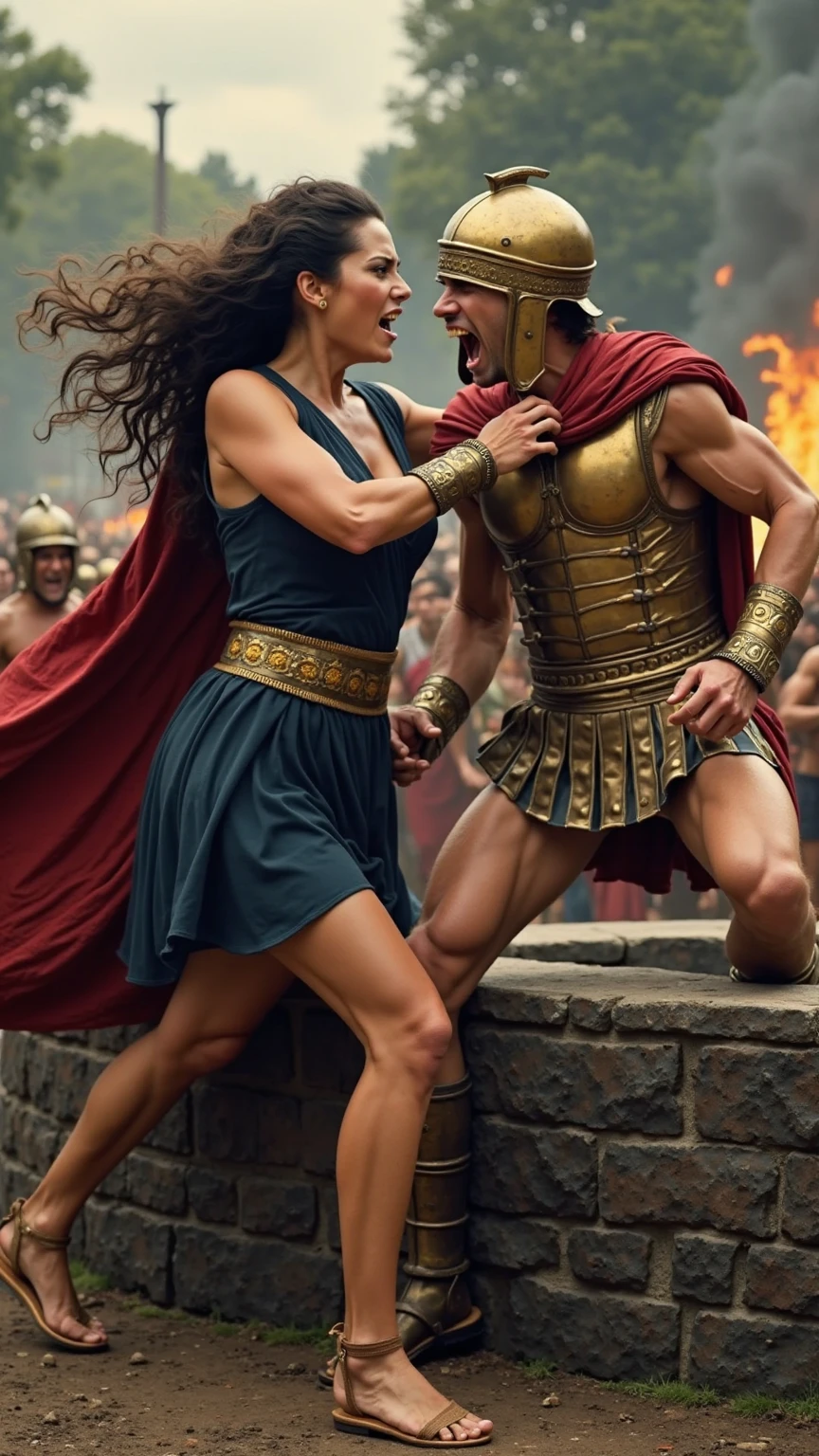 The tragic end of Cleopatra and Marc Antony. The scene shows the chaos of the Battle of Actium and their final moments in Alexandria.