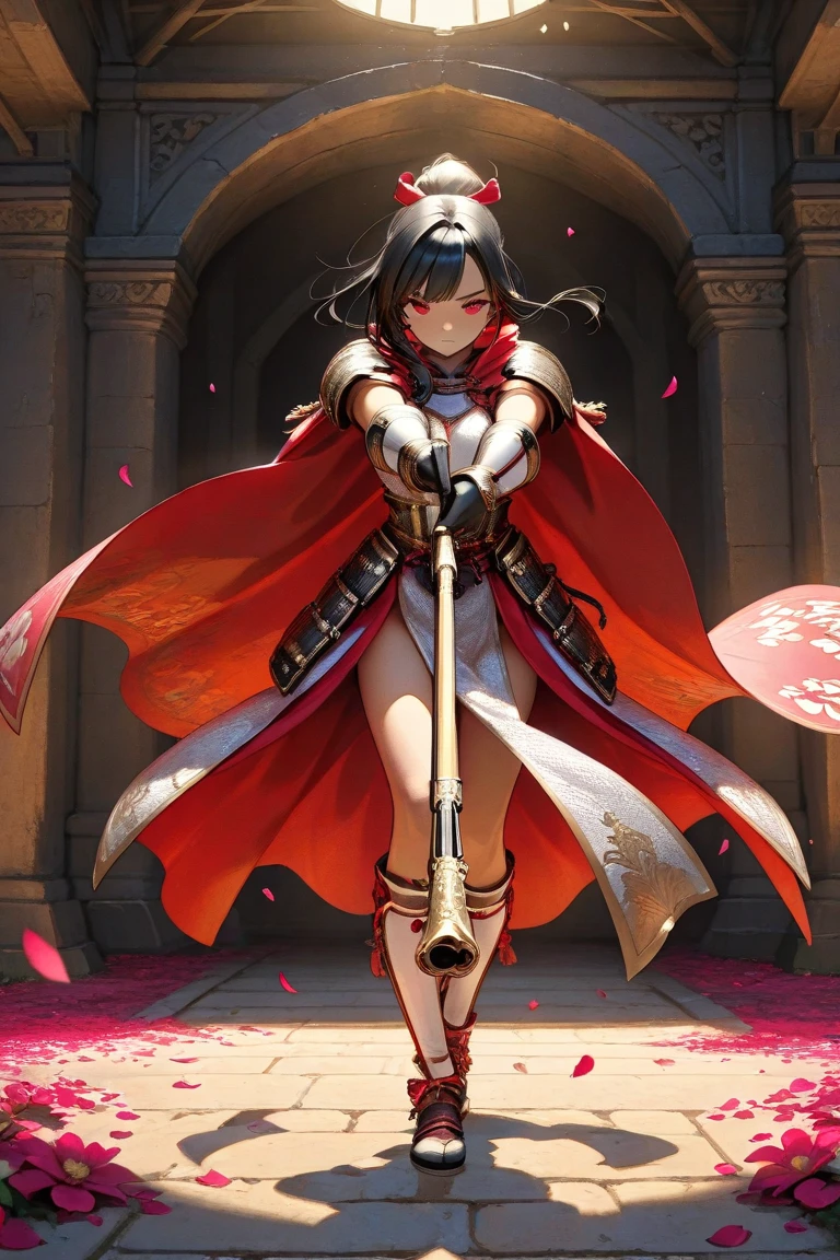 masterpiece, best quality, 1girl, HighPriestRO, standing, looking at viewer, holding staff,