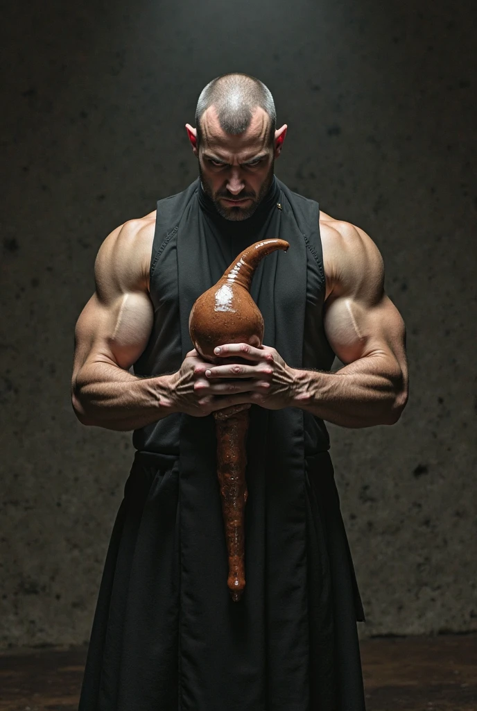 Handsome Muscular guy grabbing his erected dick semen ejection