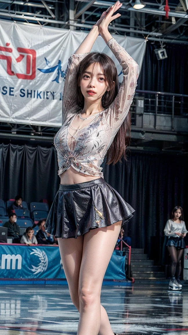 (8k, RAW photo, best quality, masterpiece:1.2), (realistic, photo-realistic:1.4), (extremely detailed 8k wallpaper),BREAK (1girl:1.4), sharp focus, depth of field, blur background, bokeh, cinematic lighting, soft light, upper body, 18 years old cute woman on the stage.curly bob, (idol costume, idol uniform,red, on stage: 1.5), smile,A confident and charismatic young Japanese woman with long black hair and sharp eyes, standing confidently. She wears a stylish red outfit that highlights her leadership qualities. The background is a modern urban setting, emphasizing her as a natural leader. Her expression is determined and positive.
