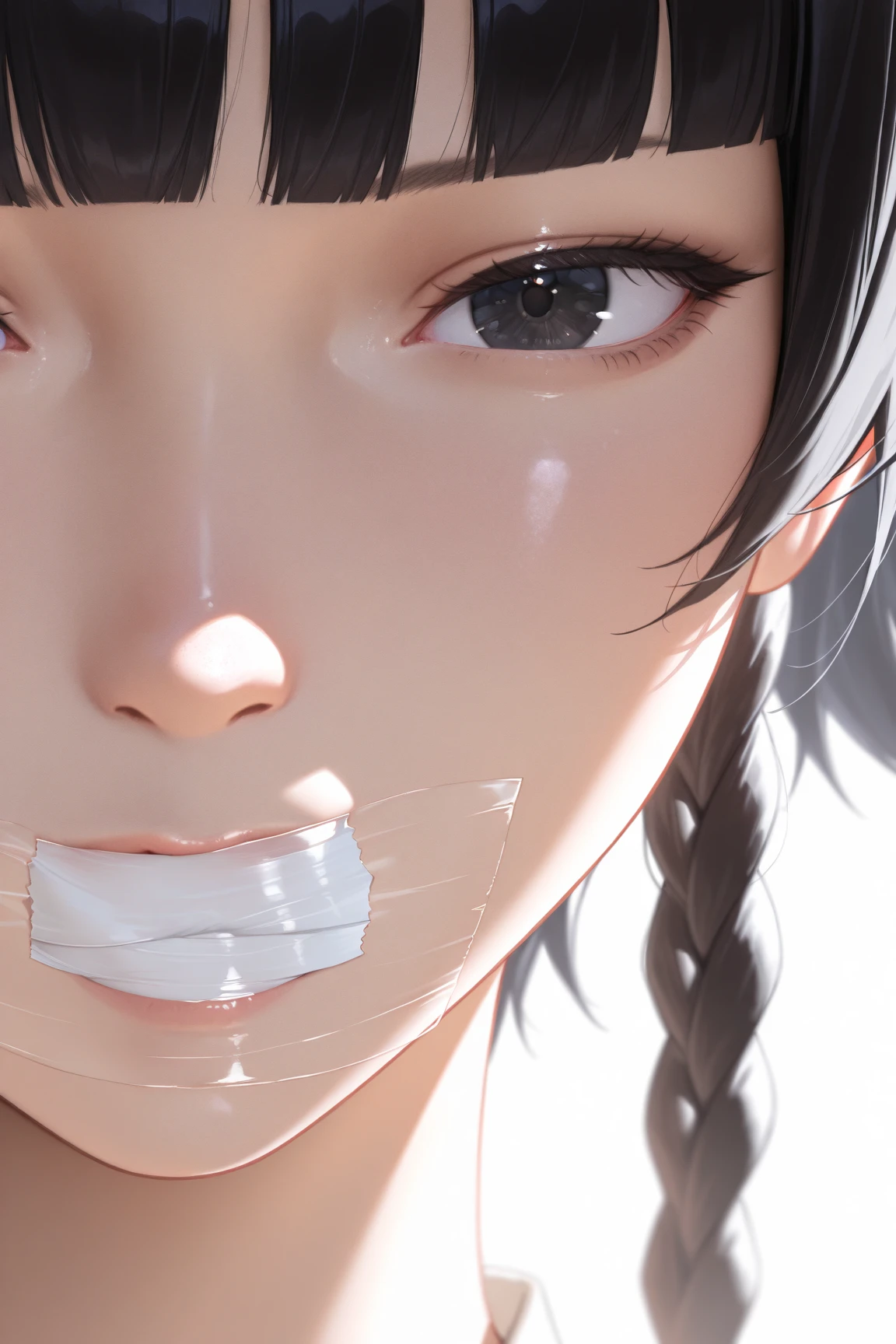 ((Biologically correct number of limbs))、4K、masterpiece、((focus on the face))、((symmetrical facial features))、Eyes with detailed description、Beautiful woman、Outstanding style、beautiful hands、nice legs、beautiful hands、(small ass、thin hips)、Detailed image of faces、(shirt、skirt、((Tifa Lockhart))、high heels、stockings)、face close up、Background - morning park.、((Blowjob:1.5)), man with big penis, getero, tifa is sucking dick