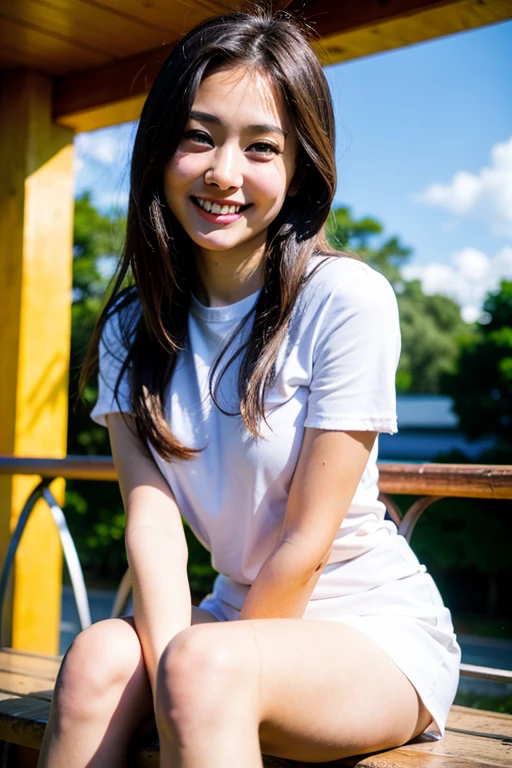 Angle from below、スカートからPanty shot（Panty shot:1.5）、Spread your legs、garden、Sit on the ground、幼い顔をした20歳の可愛い日本人女の子3 people（3 people:2.0）、Panties close-up、Randomly change your hairstyle and hair color、laughing out loud、,Highest quality, masterpiece, High resolution, 8K.