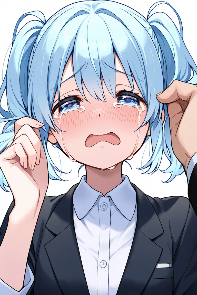 score_7_up,score_8_up,score_9,japanese girl,touch head my self,open mouth,@_@,crying,
