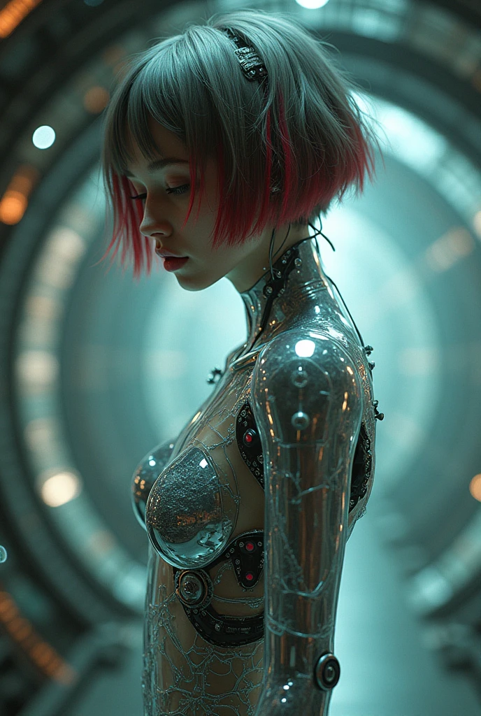 score_9, score_8_up, score_7_up, 1girl, A young female hacker with neon-colored hair, working on multiple holographic screens in a dimly lit room, <lora:MJ52:0.7>, transparent, glowing, <lora:artialien:1.5> artialien