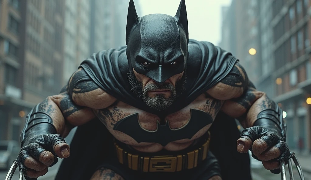 bat man shirtless, with tattoos