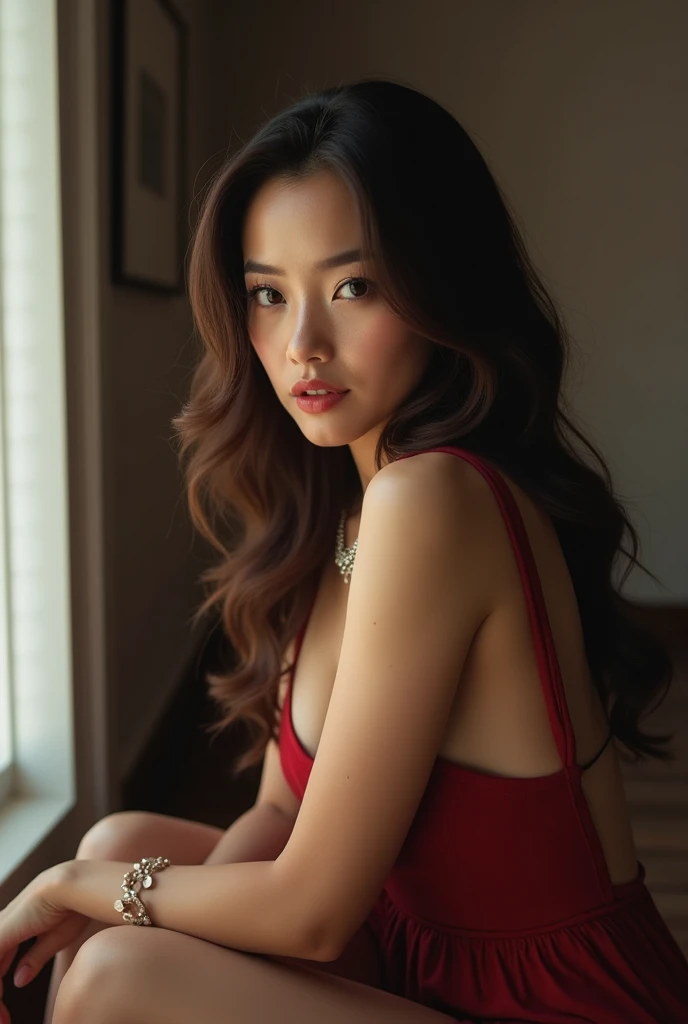 Beautiful Korean woman and blonde Asian man and Asian man colmek visible red narrow vagina