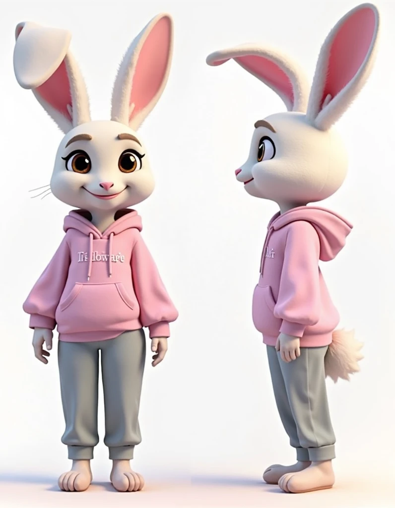 pink antro bunny wearing clothes
