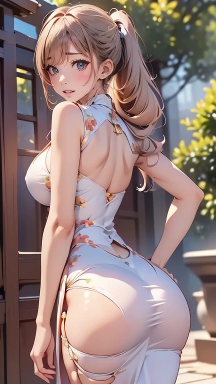 ((inside creature)), ((tmasterpiece:1.2, best qualtiy)), ultra - detailed, Ultra-precise depiction, Ultra-detailed depiction, Ass focus , afro, (A high-fashion:1.2), (Sheer dress without straps:1.2), 1 lady huddled inside a creature, (marron marron, shiny skins), many color