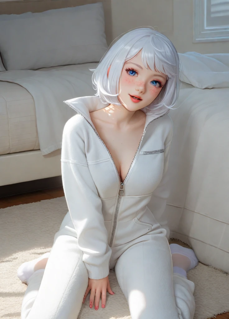 white color hair,White stockings,