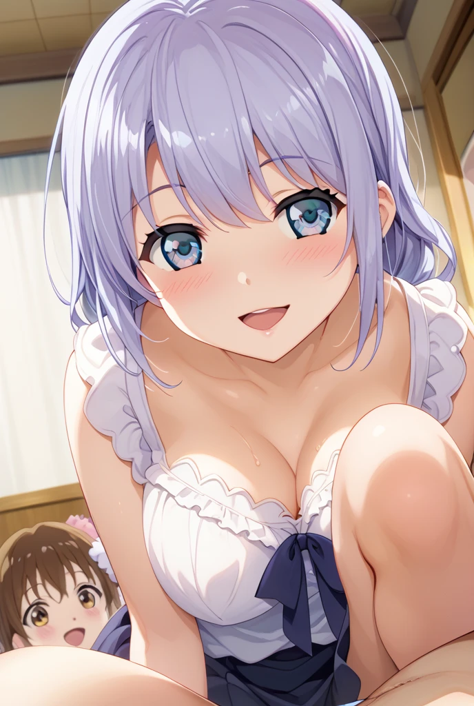 16k,score_9, score_8_up, score_7_up, source_anime, rating_safe,super detailed , 1girl,Osaka Shizuku, (heart eyes),(heart in eyes),spoken heart,very cute,open mouth,dutch angle,nude,big breast ,big nipple,blush,beautiful face,beautiful eyes,details eyes,white background ,(cleavege),leaning forward ,milking machine 