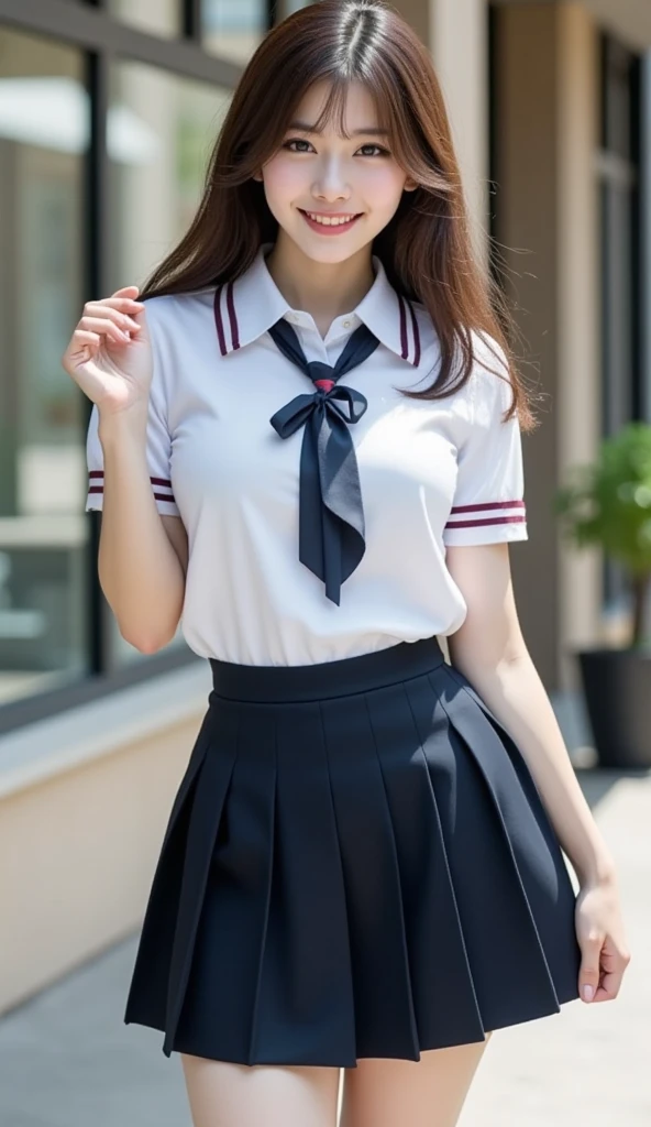 (masterpiece, highest quality:1.2), 8K, 12才のfull nudeの女の子, 85mm,Official AR RAW Photos, スーパース??なスレンダーbeautiful girl, (When I lifted up my short navy blue skirt、下Half bodyfull nude、short sleeveの白シャツ、show me your ears、????? girl photo shoot、full nude, cute face, close, Half body, Bio Race, gardenia, beautiful girl, , thighs, short sleeve, Tied to the station platform with a rope, looking at the viewer, no makeup, (big smile), film grain, chromatic aberration, sharp focus, face light, clear lighting, Ten generations, detailed face, background bokeh, (Dark red tie:1.1)、((((((12 year old girl))))))、((((((12才のfull nude女子高生)))))、thin waist
