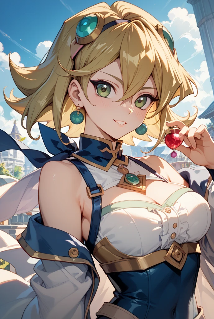 1girl, bright, blonde, light blue eyes, heart motif, star, moon, short hair, uniform bangs, multicolored hair, princess, saleme, side lights, particles of light, wallpaper, big, plump, idol, wonderful costume, kimono, kimono, yukata, loose dress, shoulder out, ha, chest, cleavage, sexy, loose fluffy, smile, gentle, clear, loli,