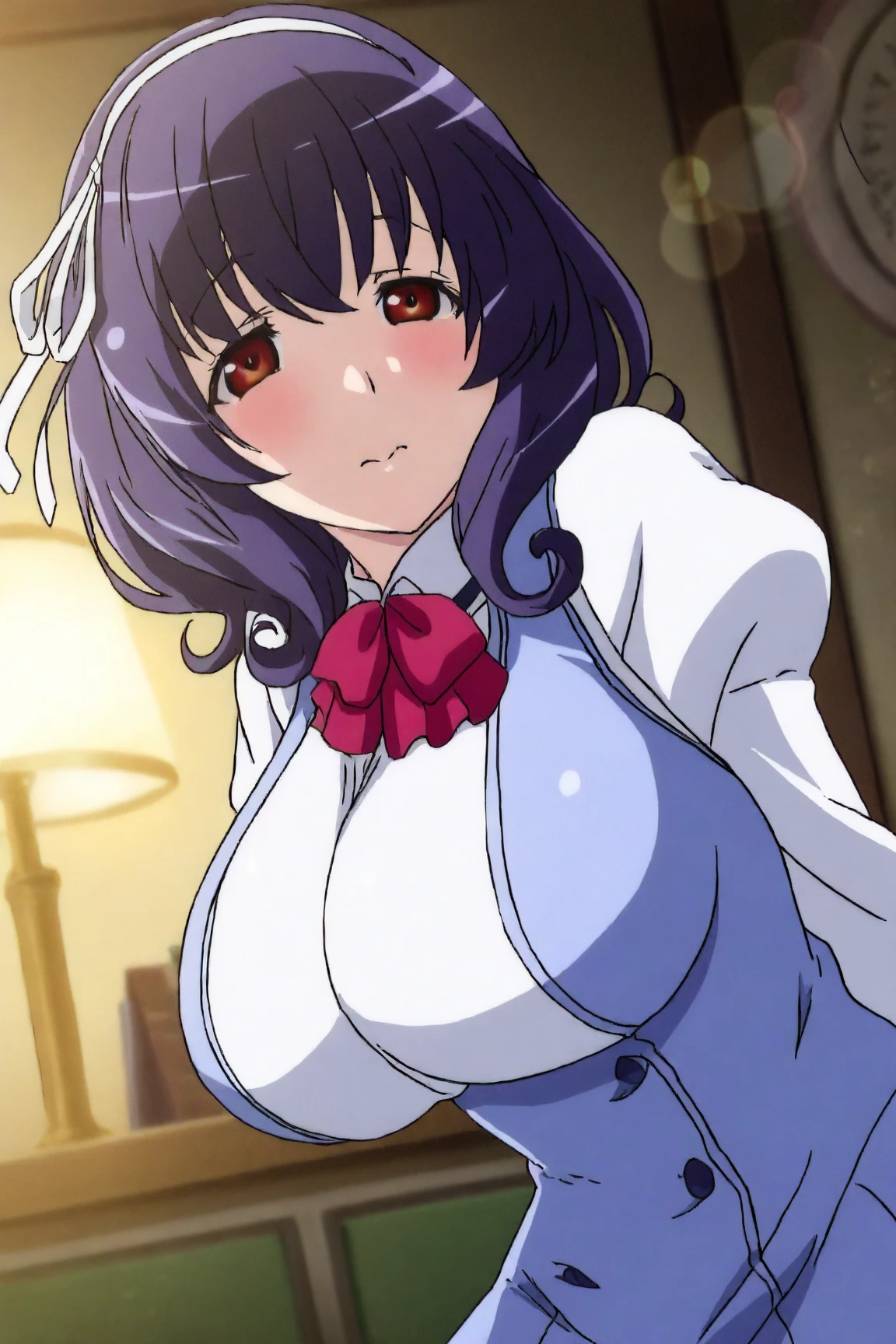 Fan hair,Manteau blanc,Lori huge breasts cleavage