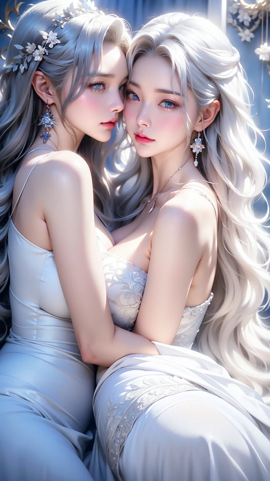 desert, Windy weather, White Wolf、 ((Highest quality、masterpiece、8K、Best image quality、Ultra-high resolution、Award-winning works)、(Accurate anatomy:1.1)、(Look at me and smile:1.1)、Shining fair skin with Ultra-high resolution、The most detailed face、Ultra-high resolution detailed face、Short, flowing white hair 、Beautiful face drawn in every detail、Ancient Greek Clothing, Modest chest , A real wolf next to a girl