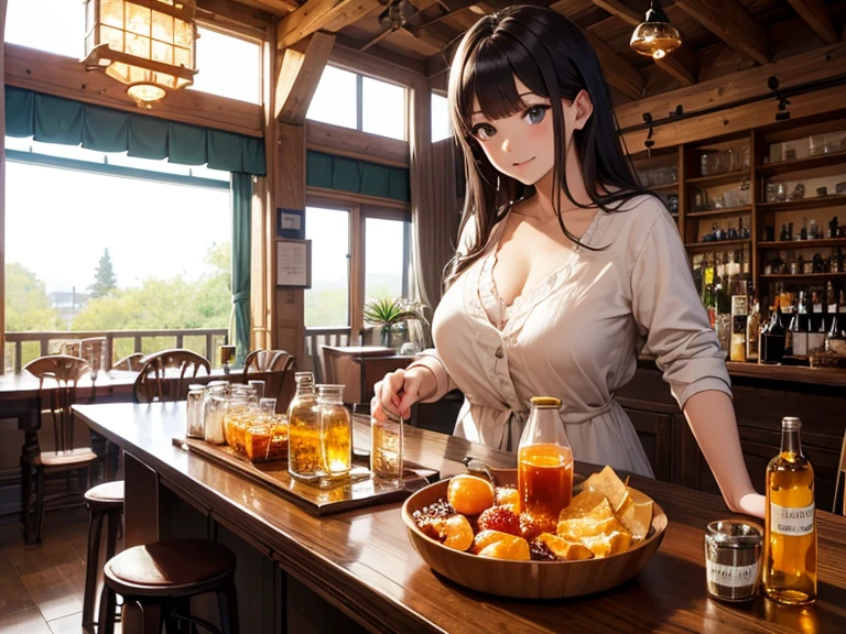 (Best quality), (8k, 32k), (Masterpiece, UHD:1.3), (Photo of glamorous), (realistic), (ultra-detailed) (Stunning girl), (ultra high res), (photorealistic:1.4), (spain woman), (1girl), ((Huge breasts :1.5)), (abs slender figure), (perfect body :1.2), (ultra-detailed face), (detailed lips), (detailed eyes), (double eyelid), (base house wife), (perfect boobs), (big boobs), (voluptuous), (huge tits), (slutty), (massive tits), (gigantic boobs), (giga tits), (fairer skin), (perfect body), (beatiful), (large areolae), (age19), (face happy), (face beatiful), (hair color brunette), (hair style loose curis), (ethnicity spanish), (style filmphoto), (view full body view), (action standing), (chef clothes seeing the nipples) (location farm with animals).