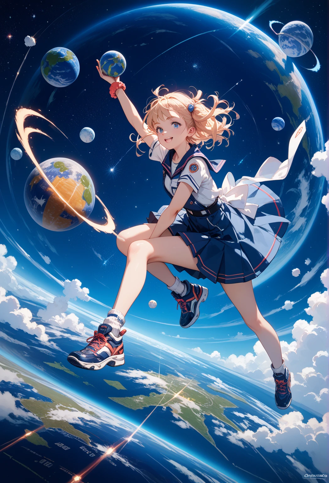Nagisa's Beautiful Girl、kawaii、Hyperreal Backgrounds、Blue Planet Earth、Nagisa's Beautiful Girl、kawaii、hyper realstic