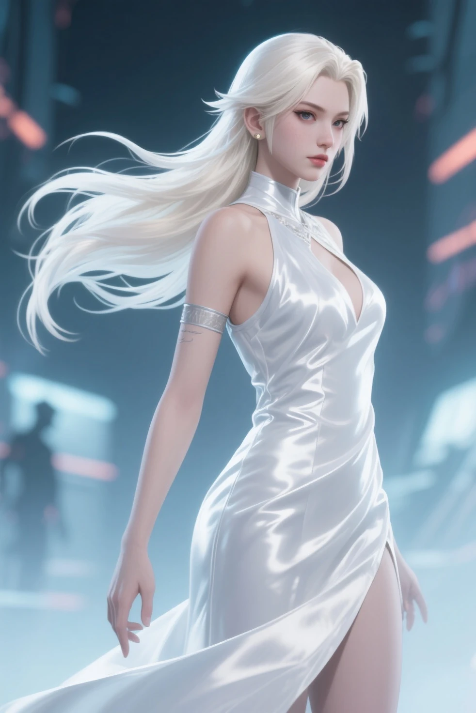 great quality ++ Extremely detailed high resolutionolution, very aesthetic, expressive eyes, (((Perfect face))), (((face symmetrical))), ((good anatomy)), (((perfect hands))), (((8k))), UHD, hd wallpaper, (((detailed high cal, (((((1girl)))))), only, Masterpiece, The best quality, high resolution, Highly detailed, (illustration), Beautiful detailed eyes, ((((full body))), (((solo))), (((((koyan-la1))))), (((cosplay of Weiss Schnee))), (((smiling))), (((fusion))), (((agglutination))), (((Combination))), (((((Whitehair))))), (((blue eyes))), (((ponytail))), (((white dress))), (((jewelry))), (((necklace))), (((earrings))), only, jaeces, earrings, long hair, parody, (((scar))), (((scar ocular))), (((hair ornament))), (((office background))), (((hand on hip))), (((strolling))), Side ponytail, scar en la cara, Upper part of the body, (((fox tail))), (((fox ears))), (((tiara))), (((jewelry))), (((earrings))), (((neckline trimming))),