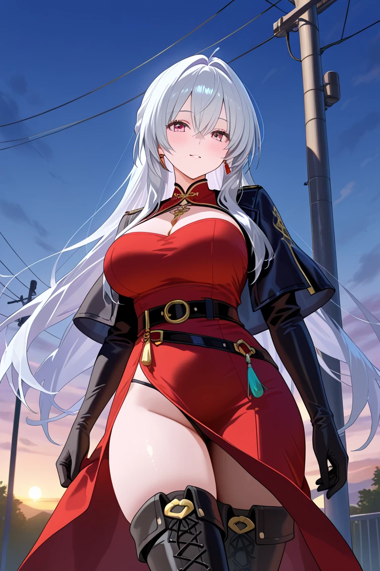 ((Highest quality、masterpiece、anime style、best quality、high resolution、8k、detailed、ultra-detailed:1.3))、Long legs、Sharp focus:1.2, Beautiful woman with perfect figure:1.4、(Smiling:1.2), double eyelid、30-year-old female、Sexy pose、((((Close your mouth、One Woman、Witch、The background is a different world、Outdoor:1.5))))、(((((Hands on the side of the body)))))