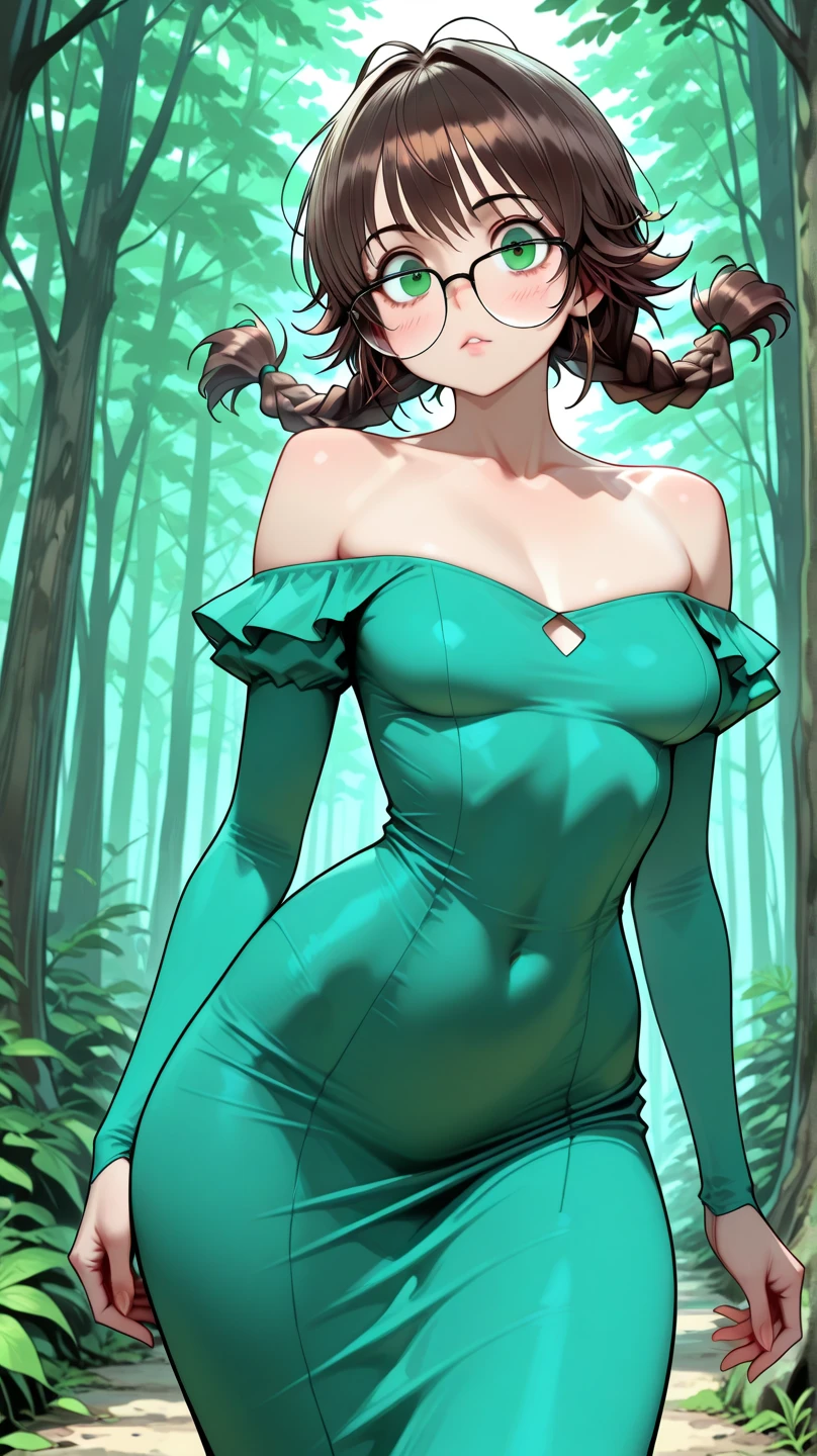 High quality very detailed clean image
1woman, milf, elf, citizen, crimson red hair tied in a ponytail with a pale white beautiful rebbon, 50 years old milf, fair skin, light blue green eyes, thin lips, medium big breasts, short pinted ears with tiny orange gems, kind smile, breathing out, dark blue square glasses, pale white one piece leotard, beautiful legs, pink sport shoes, light green socks, little sweating, afternoon park, snowy day, radiant day, green plaza, adjusting straps