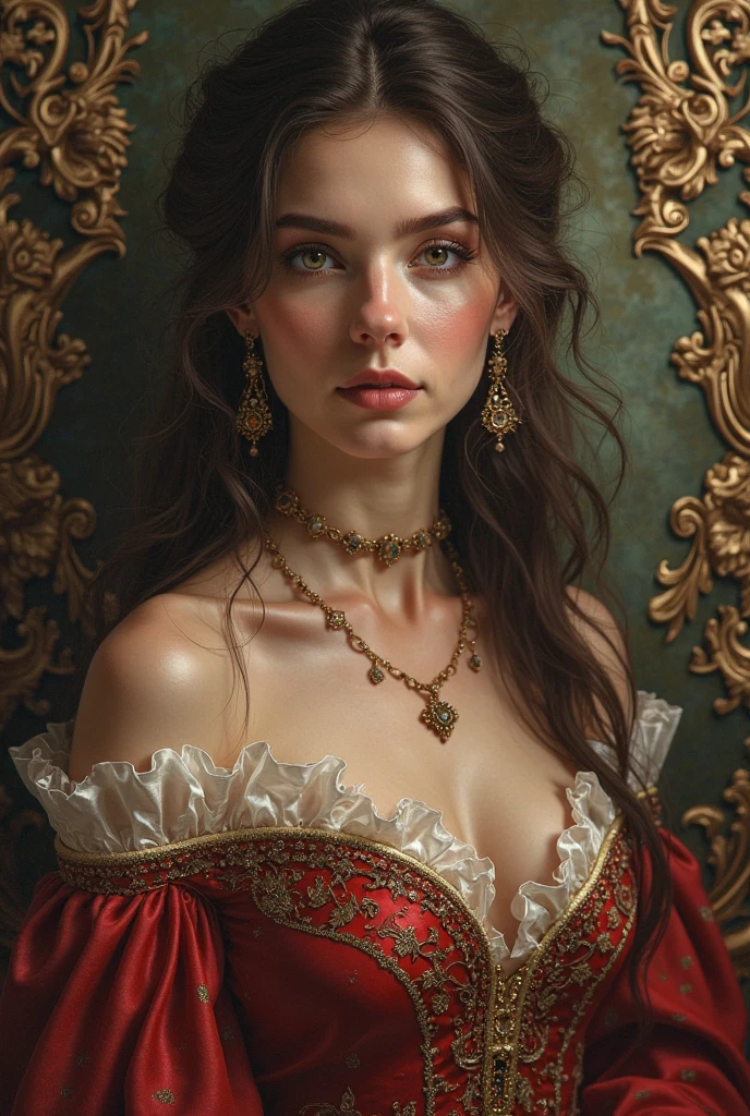 beautiful young girl in victorian attire with cleavage 