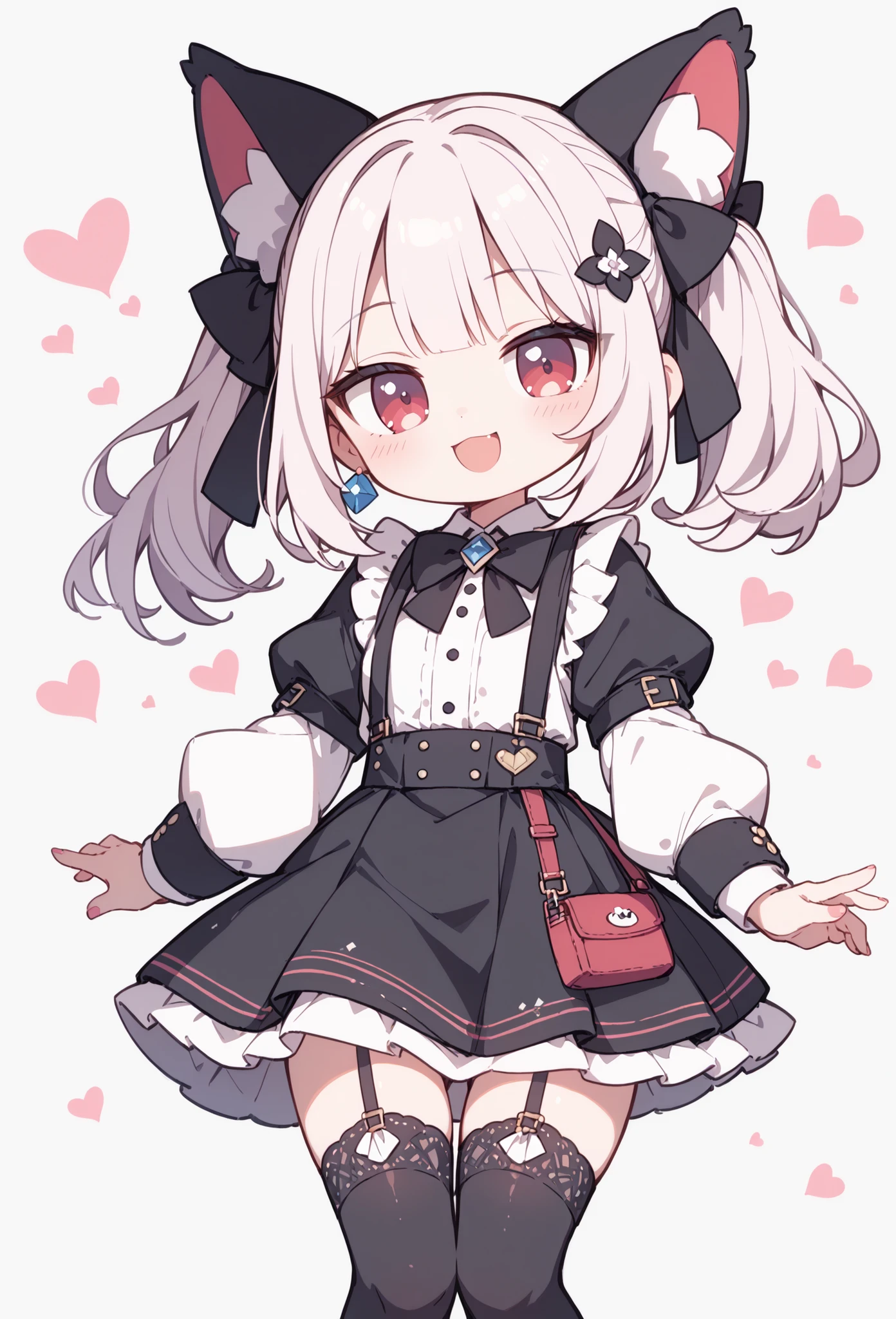 CartoonyIllustrious,chibi,Female swordsman with red and black motifs、 Fresh Colors 、cute girl、mascot character、emblem