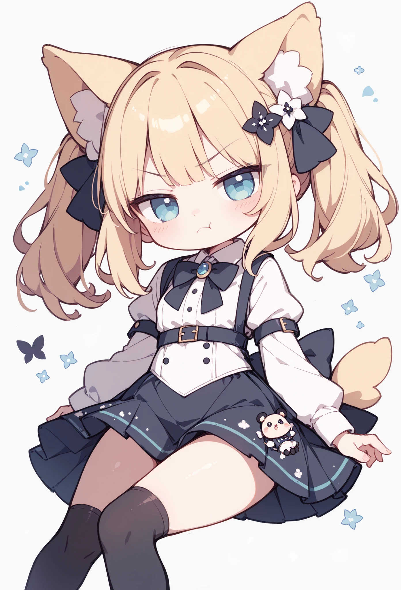 CartoonyIllustrious,chibi,yellow character、scowl the person、looks sleepy、 Fresh Colors 、cute girl、mascot character、emblem