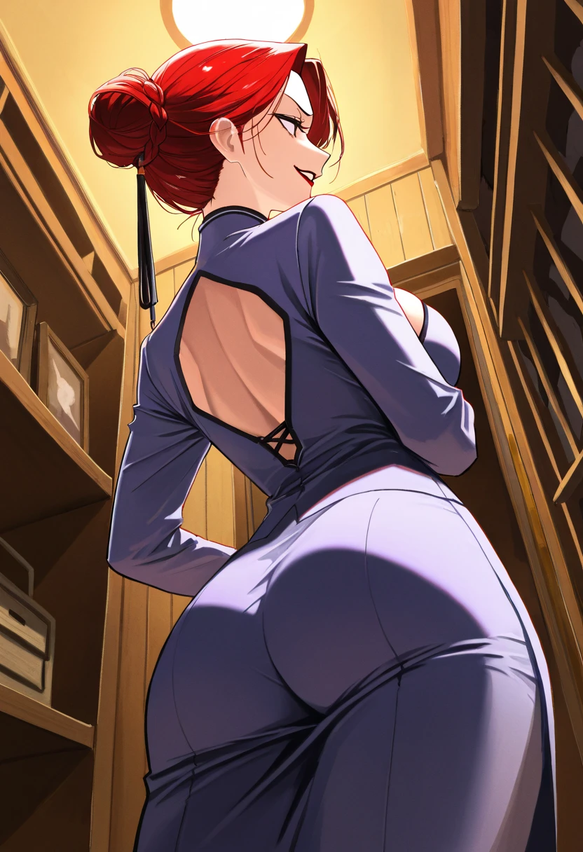 (Highest quality, 8k, masterpiece :1.3),Mrs. Yuigahama,ガハMom, As I expected, my youth romantic comedy is wrong。, One woman,Bun Hair,30 years old,Mom,Orange Hair,nsfw,orgasm,Sexy pose,back,Big Ass,leggings,透けるTbackパンツ