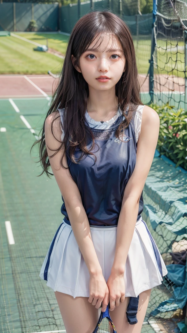 Neat college girl, petite person, (long white silk camisole, white panties), outside the athletic field, (slim, small, flat, small), photorealistic, detail, skin texture, ultra detail, delicate and sexy collarbone, troubled expression, troubled face, super detailed face, detailed lips, detailed eyes, double eyelids, all fours, sexy pose