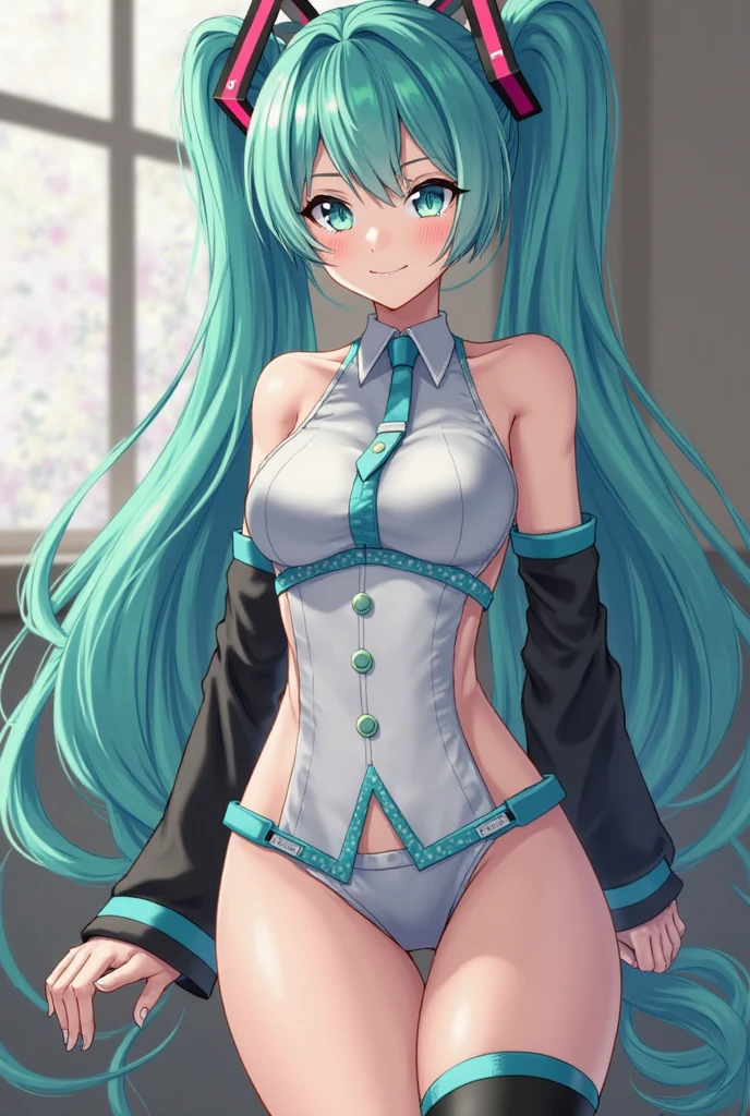 (​masterpiece)、(best qualtiy)、(ultra-detailliert)、(a high chroma)、tre anatomically correct、(CG Illustration)、(((One lady)))、urusei yatsura、Ram-chan、[Demon Horn-1.5]、(((Fine and beautiful eyes)))、Delicate beautiful face、Ram hairstyle、(dishevled hair)、((highleg leotard))、See-through clothes、Translucent white panties、(Black pantyhose)、sexy chest、cleavage of the breast、sitting with  spreading legs、small and stiff nipple 、the pose、((The best lighting))、simple background