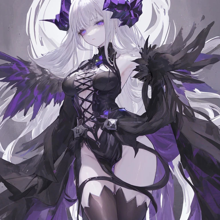((masterpiece, best quality)), official art, unity 8k wallpaper, ultra detailed, Amazing dark elf, Dark Angel, mystical aura, ((Obsidian black wings)), flowinggown, deep Purple, Motifs inspired by the occult, ((Crown of thorns)), Poisonous nightshade, balls of fire, Dynamic pose, Darkness shrouded, High detail resolution, r1ge, Crazy nothingness, Glowing eyes, Multiple eyes, Horror (Theme), design by Yoshitaka Amano, BREAK, highly detailed of (dark elf), (1girl), solo, perfect face, details eye, ponytail, Blunt bangs, (hair between eye), white hair, violet eyes, fantasy art by Artgerm, by Kawacy, by Wadim kashin,BREAK, eyelashes, eyeshadow, pink eyeshadow, (dark skin:1.2), glaring, Mysterious smile, medium breast, BREAK, extremely detailed, dynamic angle, (( moonlight)), Mystic energy, Mysterious rituals, ((Dark atmosphere)),