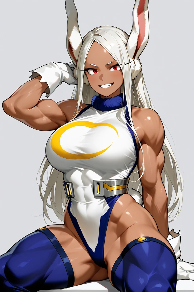 masterpiece, high res, 4k, best quality, beautiful face, detailed face, ultra-detailed, 1girl, solo, long hair, black background, neon glow, emerald green gradient hair, purple highlights, hoop earrings, dark-skinned female, tattoo, colored skin, BREAK, (yamanba, white facepaint makeup:1.3), face stickers, pursed green lips, parted lips, eyeshadow, very dark skin, makeup,(metallic glitter) jewelry, white face tattoo, large intricate hair accessories, brown skin, mirkomha, rabbit ears, red eyes, white hair, very long hair, fur collar, dark skin, dark-skinned female fellatrix style sexy pose,leg life up