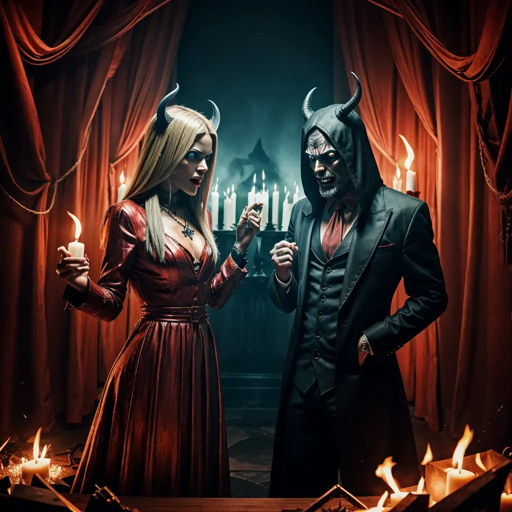 Illuminati talk to Lucifer and devil  like horror and scary animated 